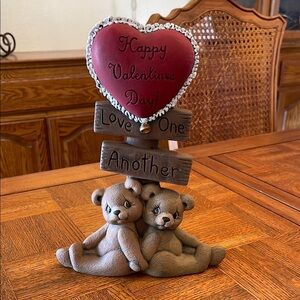 Vintage ceramics by yak Valentine's Day bear couple Figurine with Heart